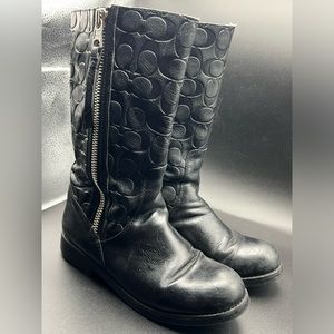 COACH valentine embossed black boots